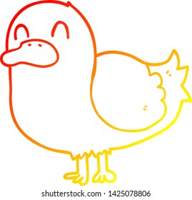 warme Farbverlauf-Linienzeichnung einer Cartoon-Ente