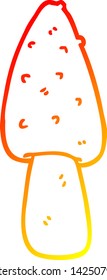 warm gradient line drawing of a cartoon mushroom