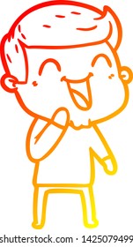 desenho de linha gradiente quente de um homem de desenho animado rindo