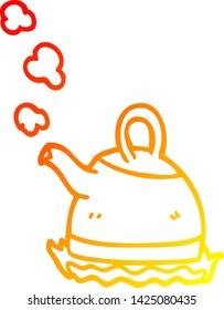 warm gradient line drawing of a cartoon kettle on stove
