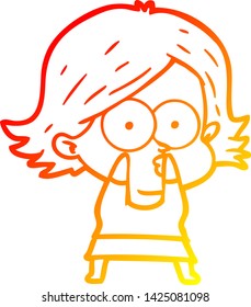 warme Farbverlauf-Linienzeichnung eines Cartoon-Girl-Couting