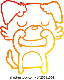 warm gradient line drawing of a cartoon dog