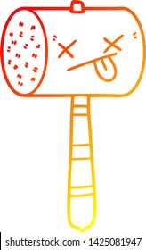warm gradient line drawing of a cartoon mallet