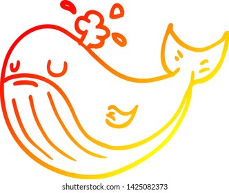 warm gradient line drawing of a cartoon whale