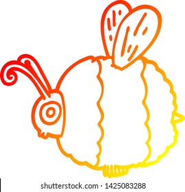 warm gradient line drawing of a cartoon bee