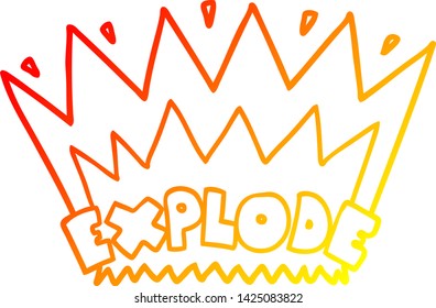 warm gradient line drawing of a cartoon explosion