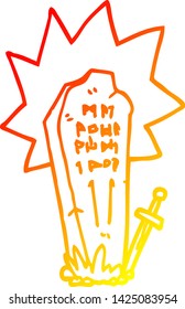 dibujo de línea de gradiente cálido de un héroe de caricatura grave
