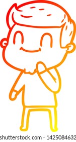 warm gradient line drawing of a cartoon friendly man