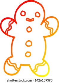dibujo de línea de gradiente cálido de un hombre de jengibre de caricatura