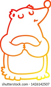 warm gradient line drawing of a cartoon bear