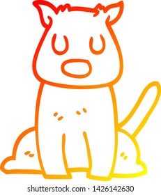 warm gradient line drawing of a cartoon calm dog