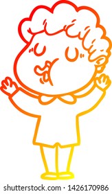 warm gradient line drawing of a cartoon man singing