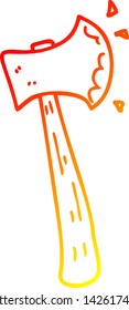 warm gradient line drawing of a cartoon axe