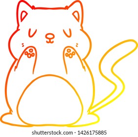warm gradient line drawing of a cartoon cat