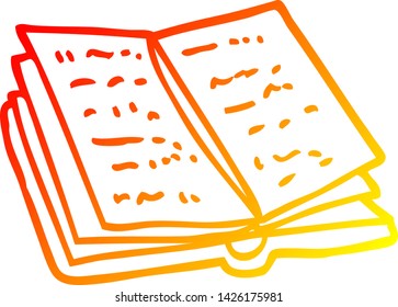dibujo de línea de degradado cálido de un libro de lectura de caricaturas