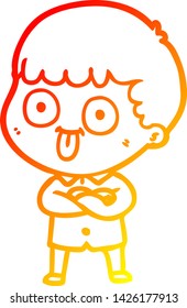 desenho de linha gradiente quente de um homem de desenho animado encarando
