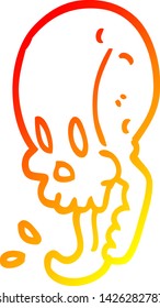 dibujo de línea de degradado cálido de una calavera gruesa de dibujos animados