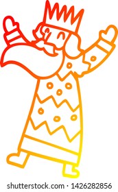 dibujo de línea de degradado cálido de un rey de caricatura