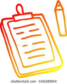 dibujo de línea de degradado cálido de una tarjeta de clip de dibujos animados