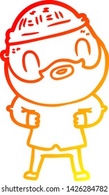 warm gradient line drawing of a cartoon bearded man