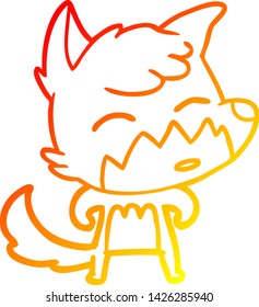 warm gradient line drawing of a cartoon fox