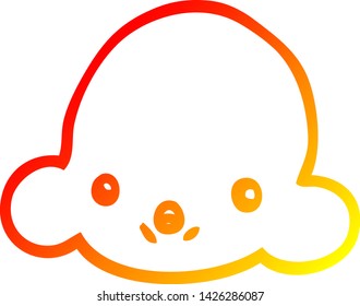 dibujo de línea de degradado cálido de una nube de dibujos animados
