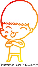 warm gradient line drawing of a cartoon rude man