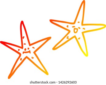warm gradient line drawing of a cartoon star fish