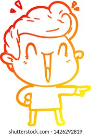 warm gradient line drawing of a cartoon excited man