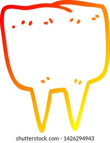 warm gradient line drawing of a cartoon tooth