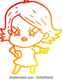warm gradient line drawing of a cartoon stressed woman