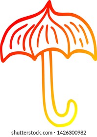 warm gradient line drawing of a cartoon open umbrella