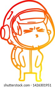 warm gradient line drawing of a cartoon stressed astronaut