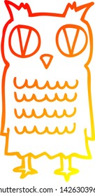 warm gradient line drawing of a cartoon owl