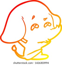 warm gradient line drawing of a cartoon elephant remembering
