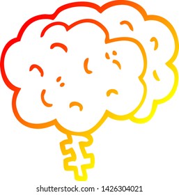 warm gradient line drawing of a cartoon brain