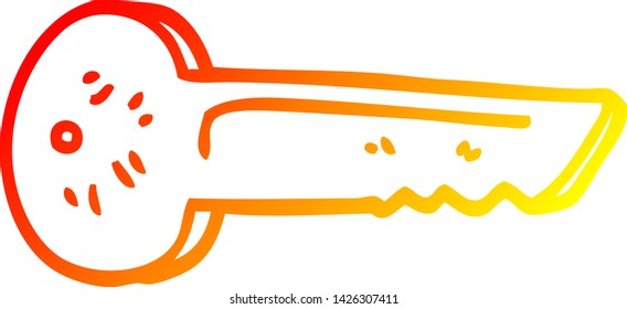 warm gradient line drawing of a cartoon metal key