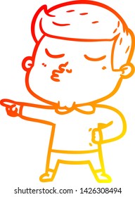 warm gradient line drawing of a cartoon model guy pouting