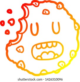 warm gradient line drawing of a Cartoon cookie