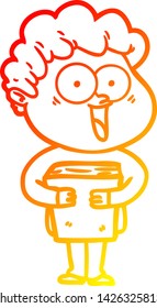 warm gradient line drawing of a cartoon happy man