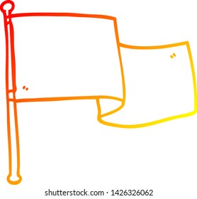 warm gradient line drawing of a cartoon white flag waving