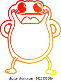 warm gradient line drawing of a cartoon frog