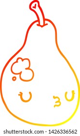 warm gradient line drawing of a cartoon pear