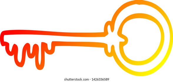 warm gradient line drawing of a cartoon old key