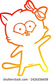 warm gradient line drawing of a cartoon cat