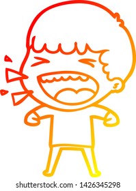 warm gradient line drawing of a cartoon laughing man