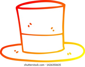 warm gradient line drawing of a cartoon top hat