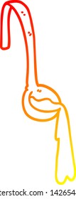 warm gradient line drawing of a cartoon ladle of food