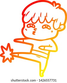 warm gradient line drawing of a cartoon curious man