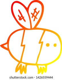 warm gradient line drawing of a cartoon bee